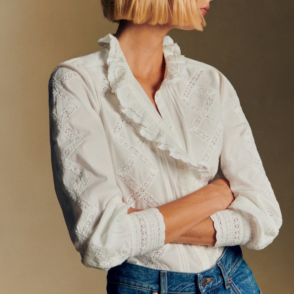 Sezane Chlo Shirt Ecru Pastel - Size 6